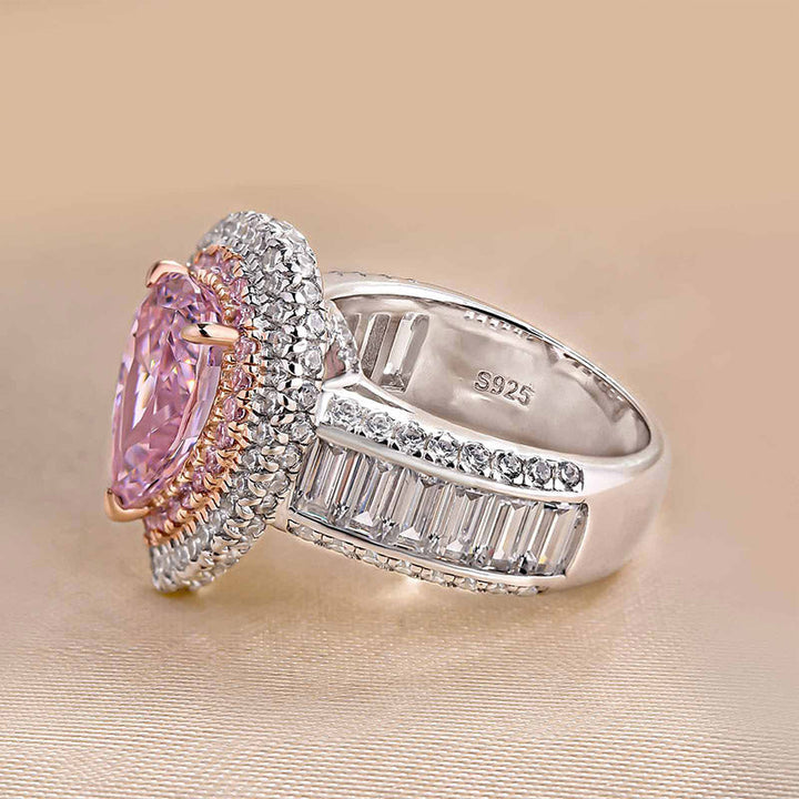 Luxurious Double Halo Pear Cut Engagement Ring In Sterling Silver shineofdiamond