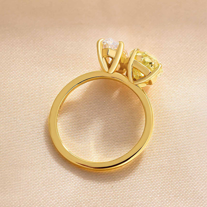 Unique Double Stones Design Pear Marquise Cut Sterling Silver Engagement Ring Shineofdiamond