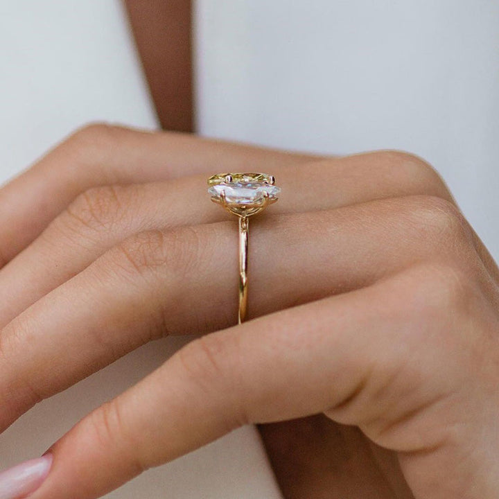Unique Double Stones Design Pear Marquise Cut Sterling Silver Engagement Ring Shineofdiamond