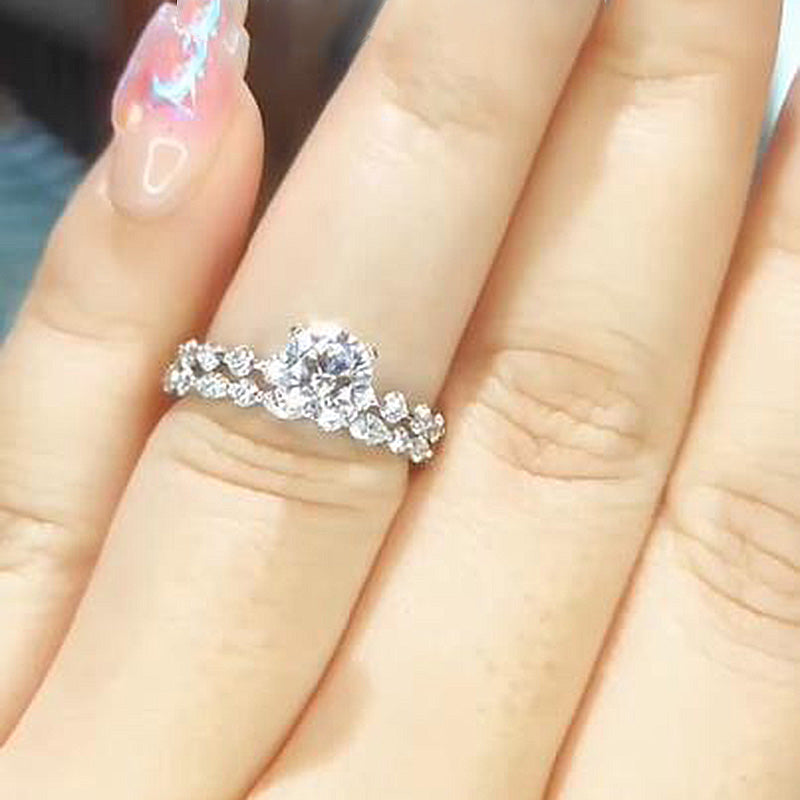 Stunning Round Cut Bridal Set For Women In Sterling Silver shineofdiamond