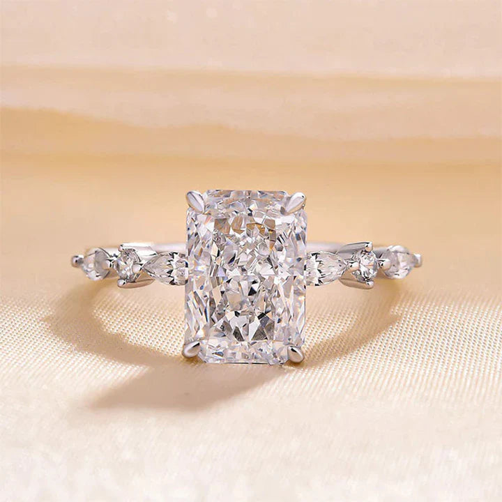 Sparkle Radiant Cut Engagement Ring In Sterling Silver shine