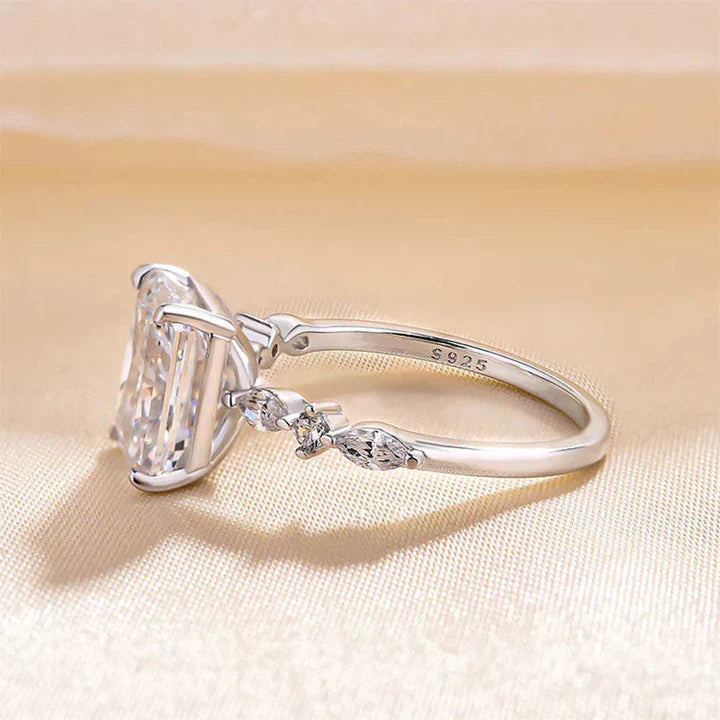 Sparkle Radiant Cut Engagement Ring In Sterling Silver shine