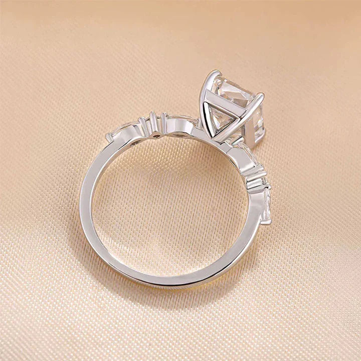 Sparkle Radiant Cut Engagement Ring In Sterling Silver shine