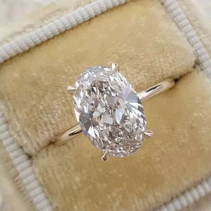 3PC Oval Cut Sterling Silver Bridal Set In Golden Tone Shine of Diamond