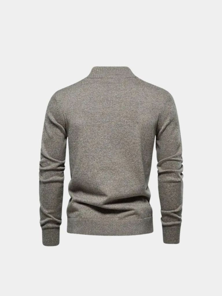 Knitted Stand Collar Cotton Cardigan - CAAYWORLD CAAYWORLD