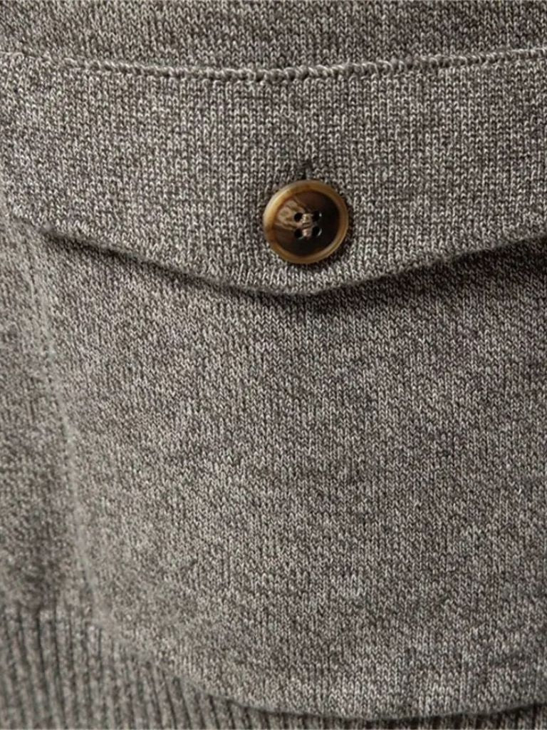 Knitted Stand Collar Cotton Cardigan - CAAYWORLD CAAYWORLD