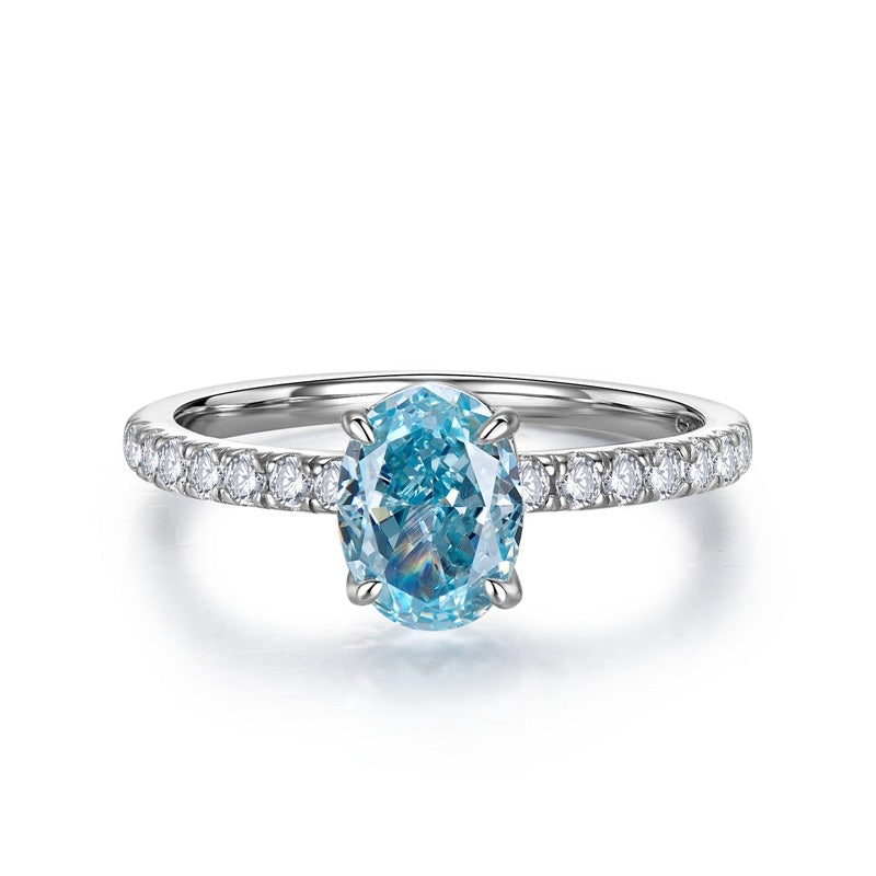 Aquamarine Oval Cut Sterling Silver Engagement Ring Shineofdiamond