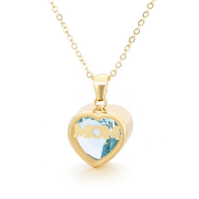 Personalized  Heart Cut Pendant Necklace For Mom Dazzleyesjewelry
