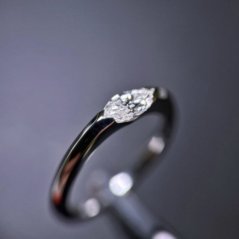 Classic East West Marquise Cut Golden Tone Engagement Ring Shineofdiamond