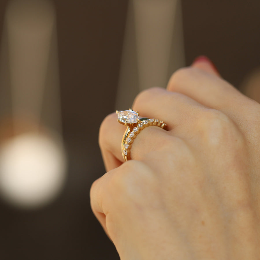 Marquise Cut Solitaire Engagement Ring & Half Eternity Band in Sterling Shineofdiamond