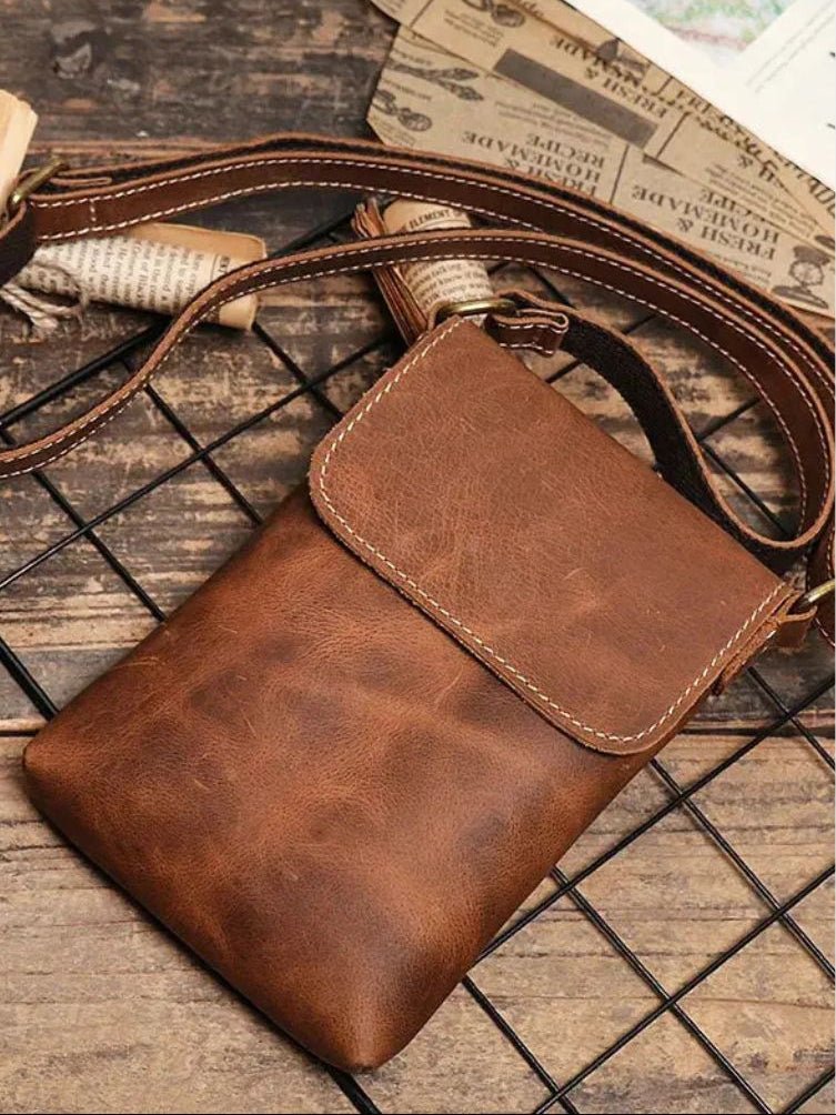 Men's Mini Leather Shoulder Bag - CAAYWORLD CAAYWORLD