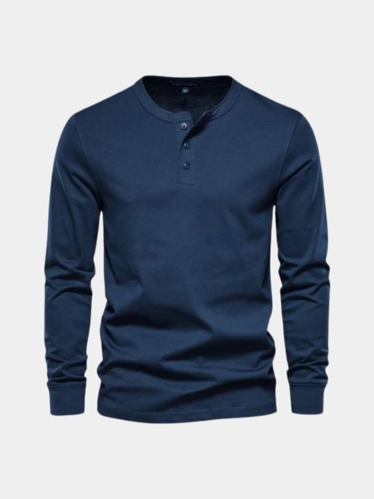 Minimalist Henley Neck Long Sleeve T-Shirt - CAAYWORLD CAAYWORLD
