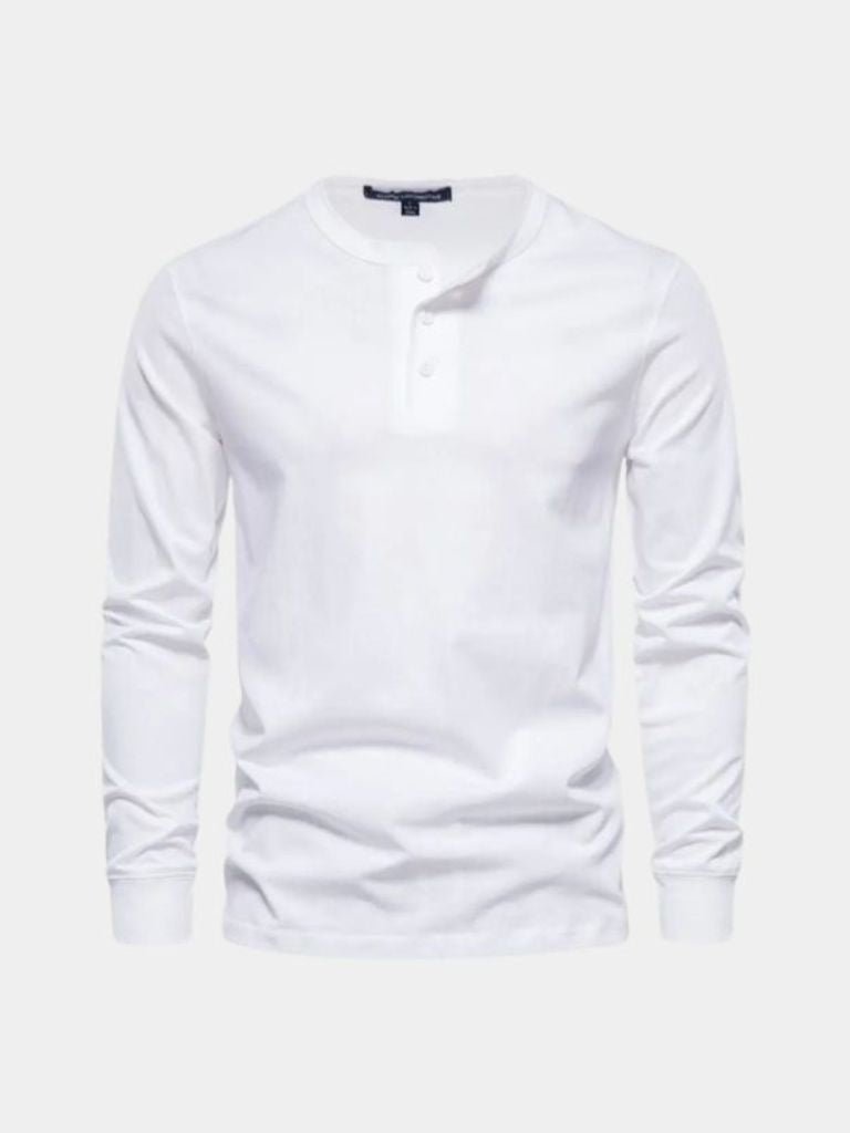 Minimalist Henley Neck Long Sleeve T-Shirt - CAAYWORLD CAAYWORLD