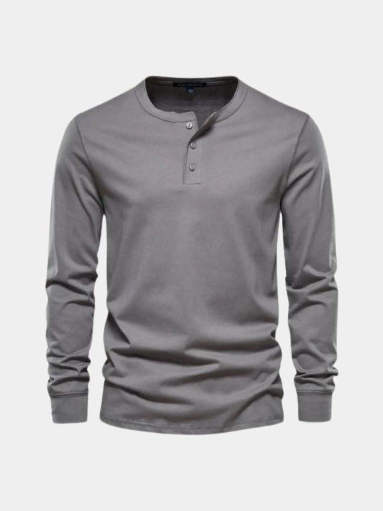 Minimalist Henley Neck Long Sleeve T-Shirt - CAAYWORLD CAAYWORLD