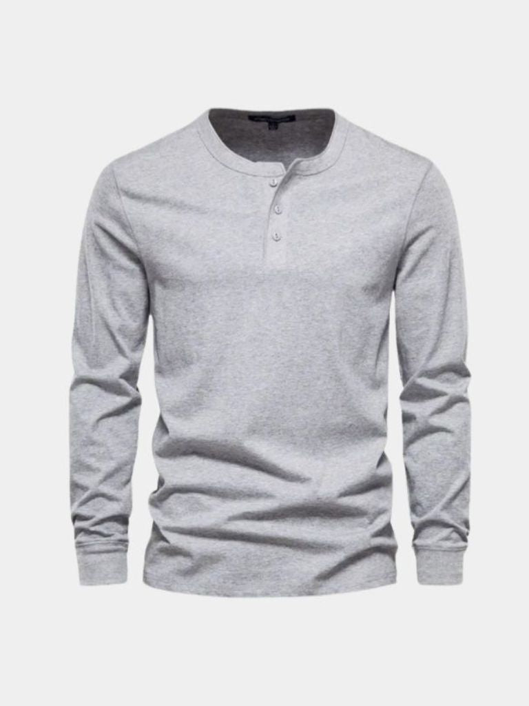 Minimalist Henley Neck Long Sleeve T-Shirt - CAAYWORLD CAAYWORLD
