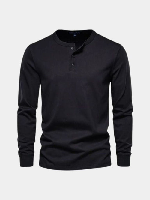 Minimalist Henley Neck Long Sleeve T-Shirt - CAAYWORLD CAAYWORLD