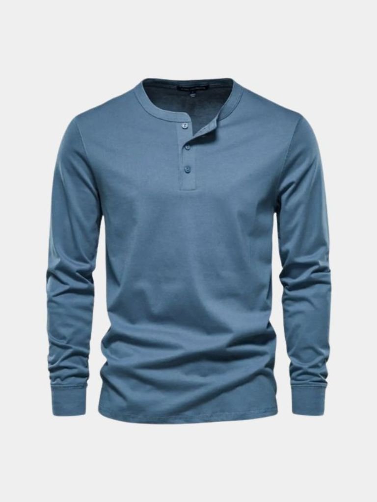 Minimalist Henley Neck Long Sleeve T-Shirt - CAAYWORLD CAAYWORLD