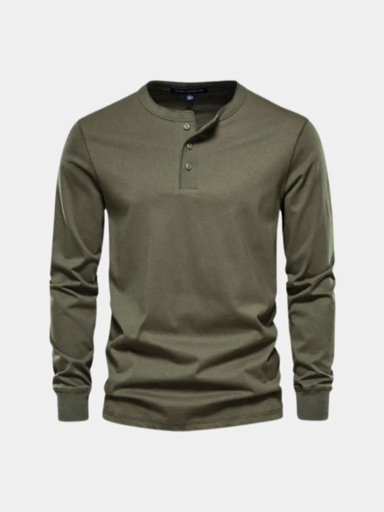 Minimalist Henley Neck Long Sleeve T-Shirt - CAAYWORLD CAAYWORLD