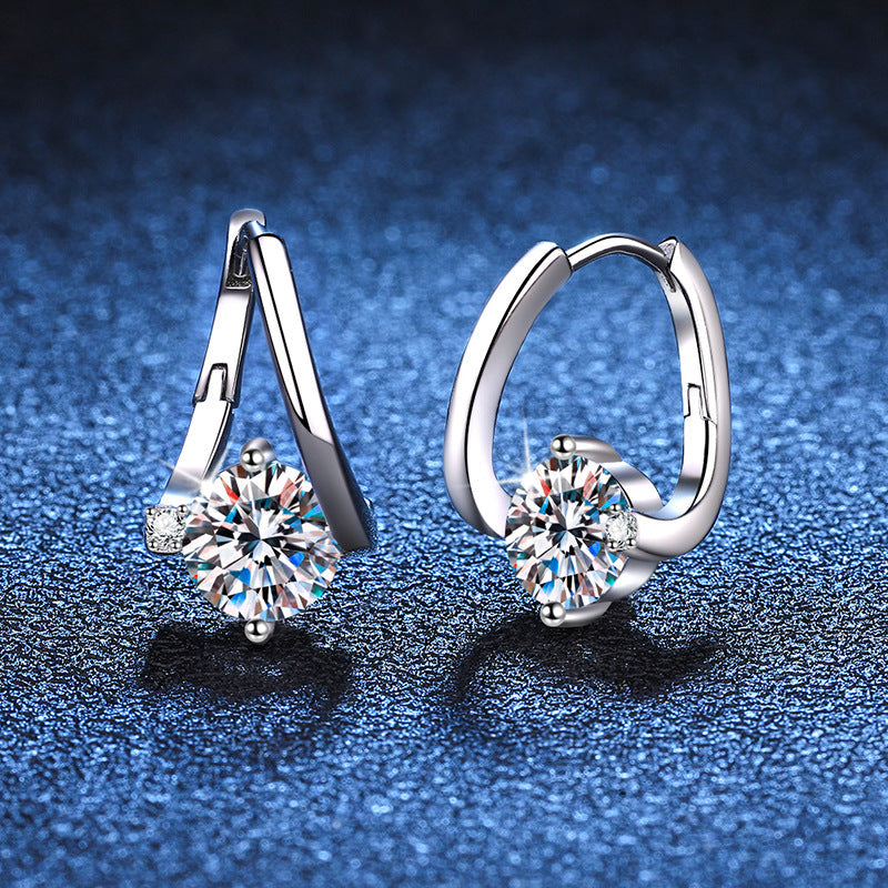 Luxury Moissanite Women Earrings In Sterling Silver Shineofdiamond