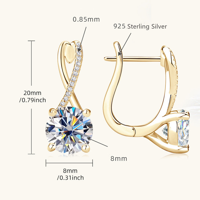 Moissanite Round Cut Earrings In Sterling Silver Shineofdiamond