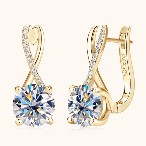Moissanite Round Cut Earrings In Sterling Silver Shineofdiamond