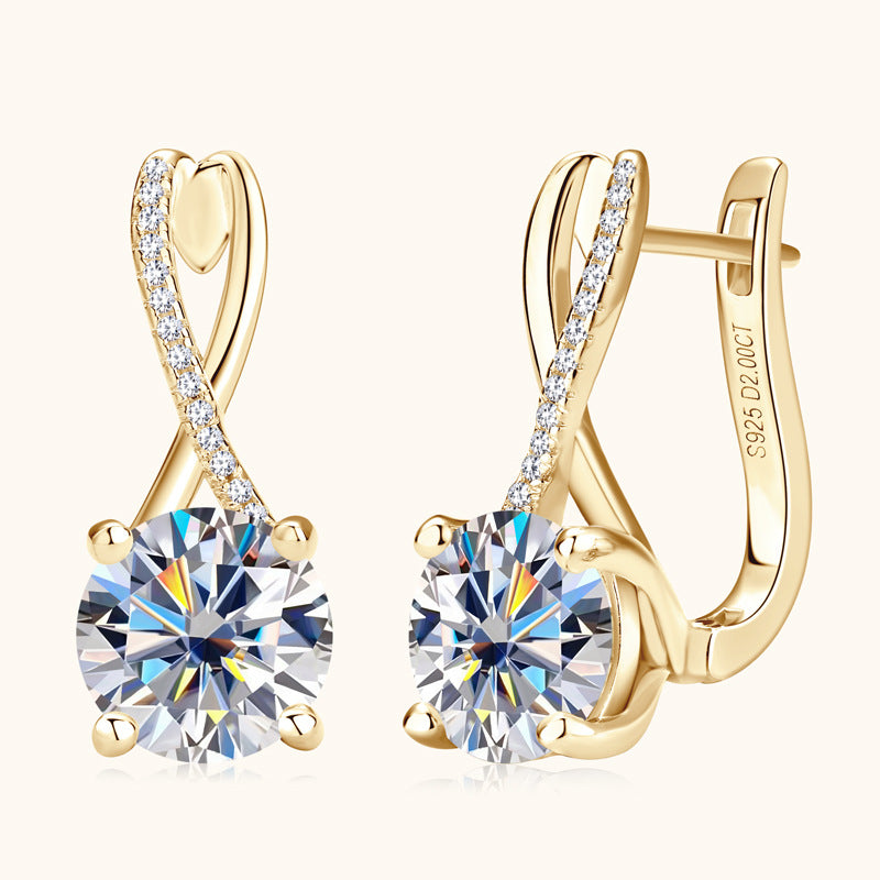 Moissanite Round Cut Earrings In Sterling Silver Shineofdiamond