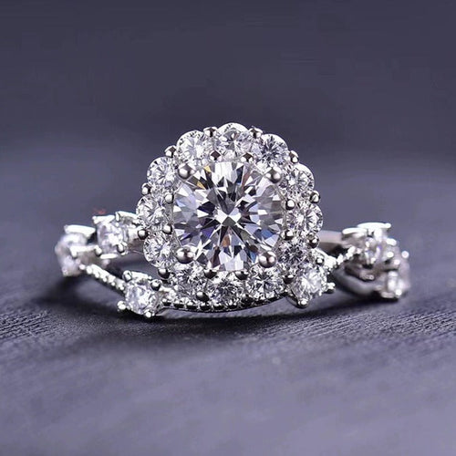 1CT Round Cut Moissanite Brilliant Star Engagement Ring in Sterling Silver Shineofdiamond