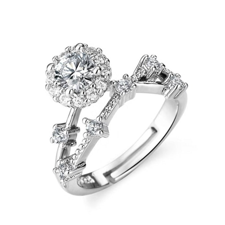 1CT Round Cut Moissanite Brilliant Star Engagement Ring in Sterling Silver Shineofdiamond