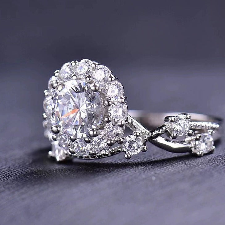 1CT Round Cut Moissanite Brilliant Star Engagement Ring in Sterling Silver Shineofdiamond