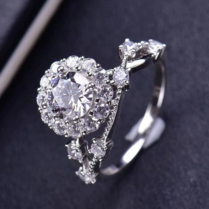1CT Round Cut Moissanite Brilliant Star Engagement Ring in Sterling Silver Shineofdiamond
