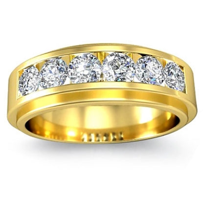 Round Cut Half Stone Wedding Band for Men Shineofidamond