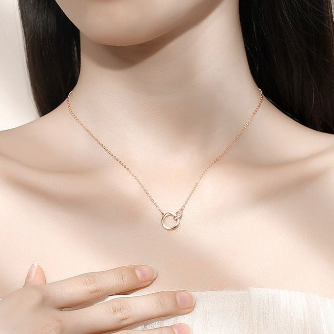 Double Mobius Circle Necklace in Sterling Silver Shineofdiamond