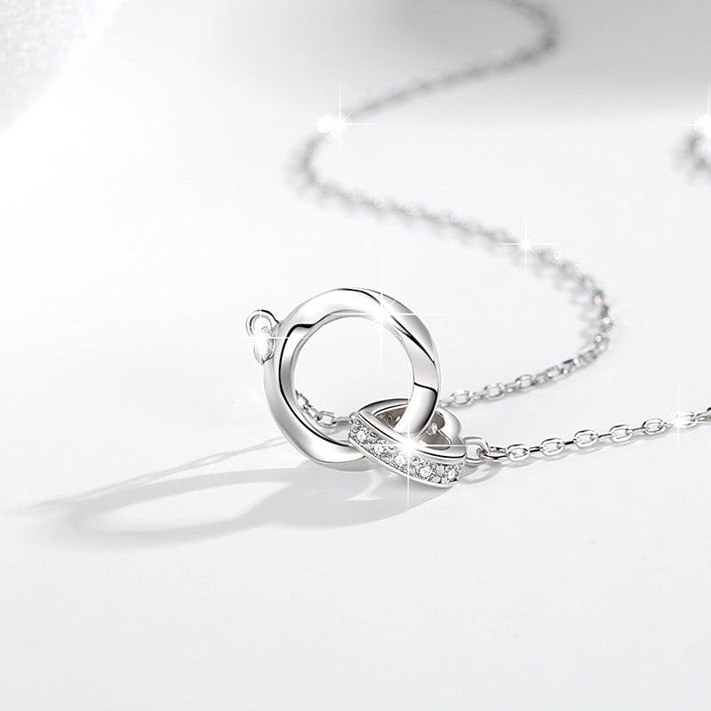 Double Mobius Circle Necklace in Sterling Silver Shineofdiamond