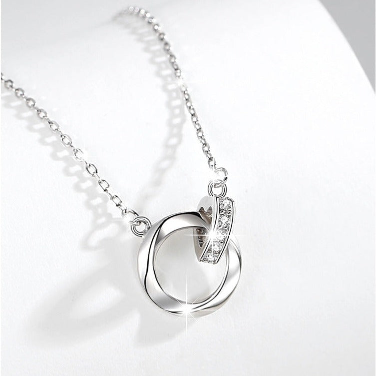 Double Mobius Circle Necklace in Sterling Silver Shineofdiamond
