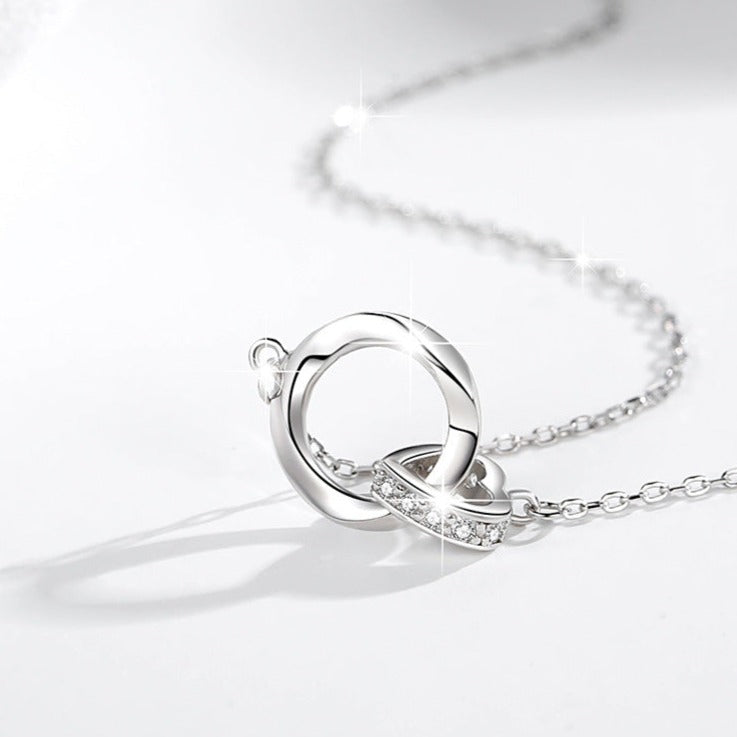 Double Mobius Circle Necklace in Sterling Silver Shineofdiamond