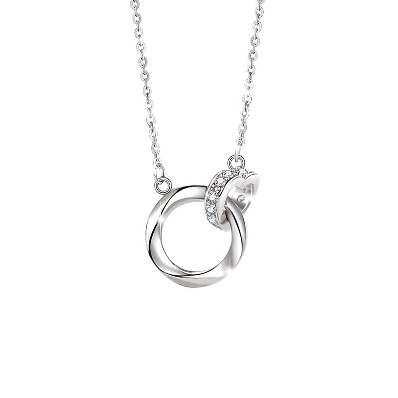 Double Mobius Circle Necklace in Sterling Silver Shineofdiamond