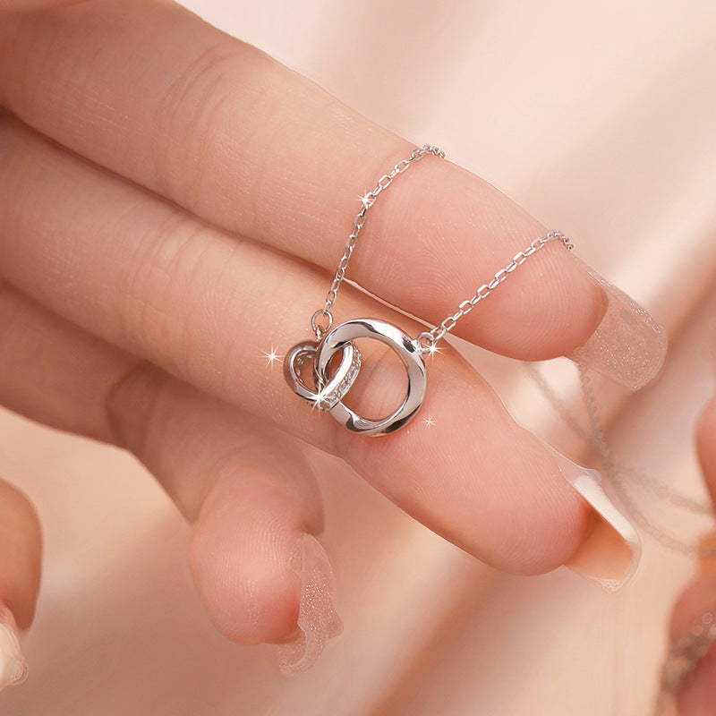 Double Mobius Circle Necklace in Sterling Silver Shineofdiamond