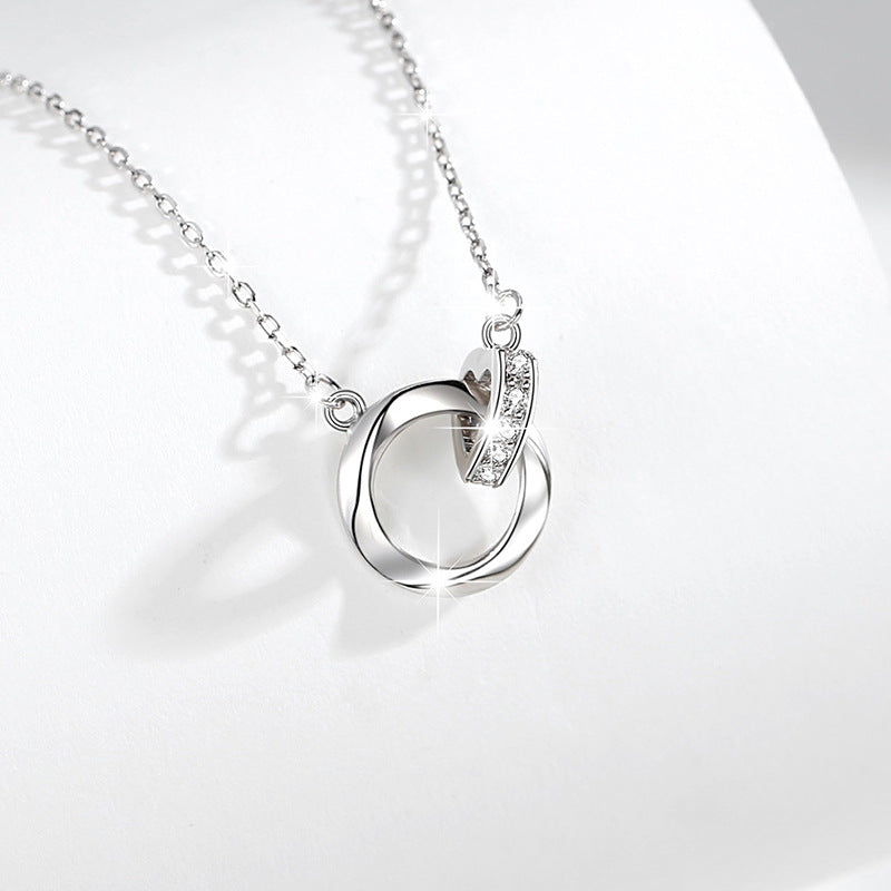Double Mobius Circle Necklace in Sterling Silver Shineofdiamond