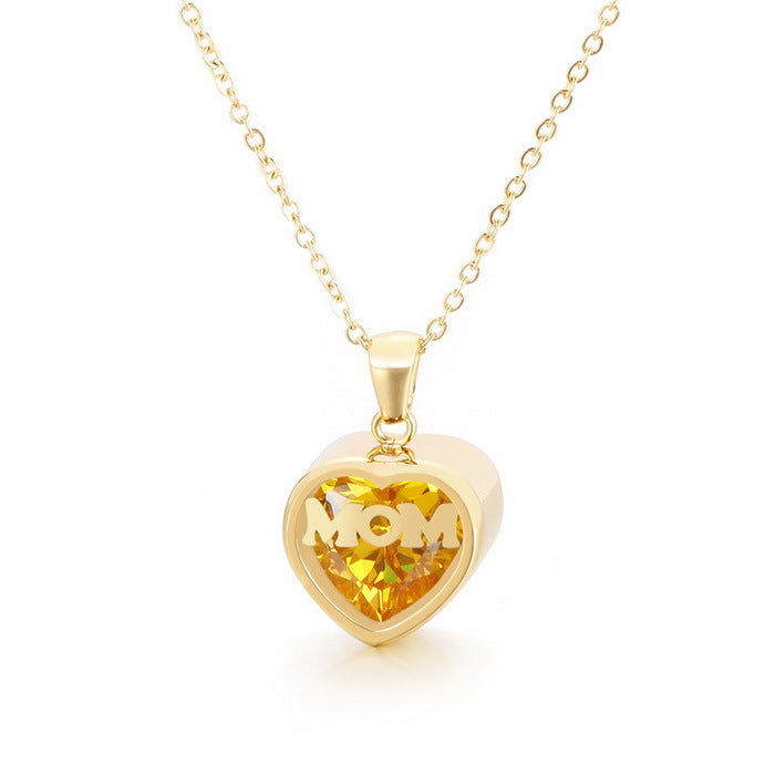 Personalized  Heart Cut Pendant Necklace For Mom Dazzleyesjewelry