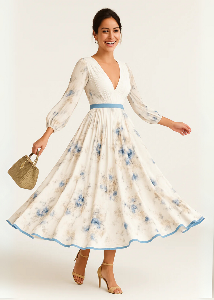 Paz™ | Timeless Floral Pleated Maxi Dress