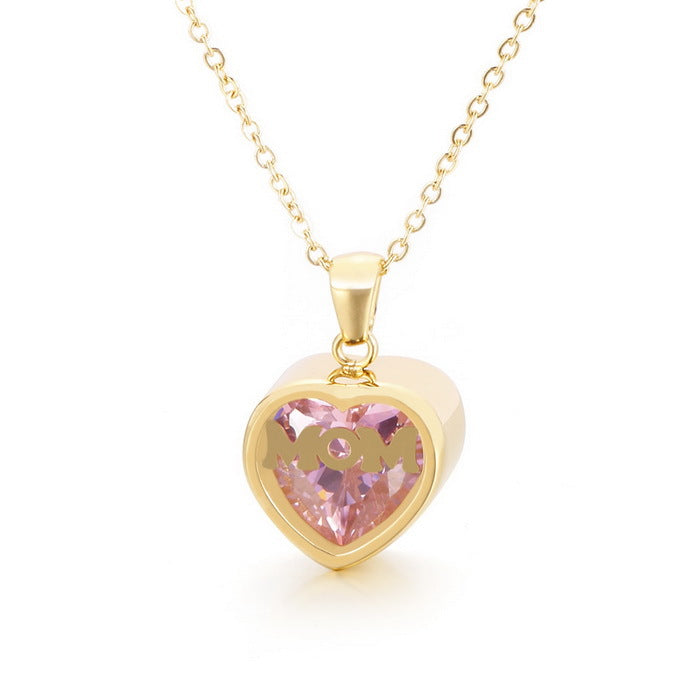 Personalized  Heart Cut Pendant Necklace For Mom Dazzleyesjewelry