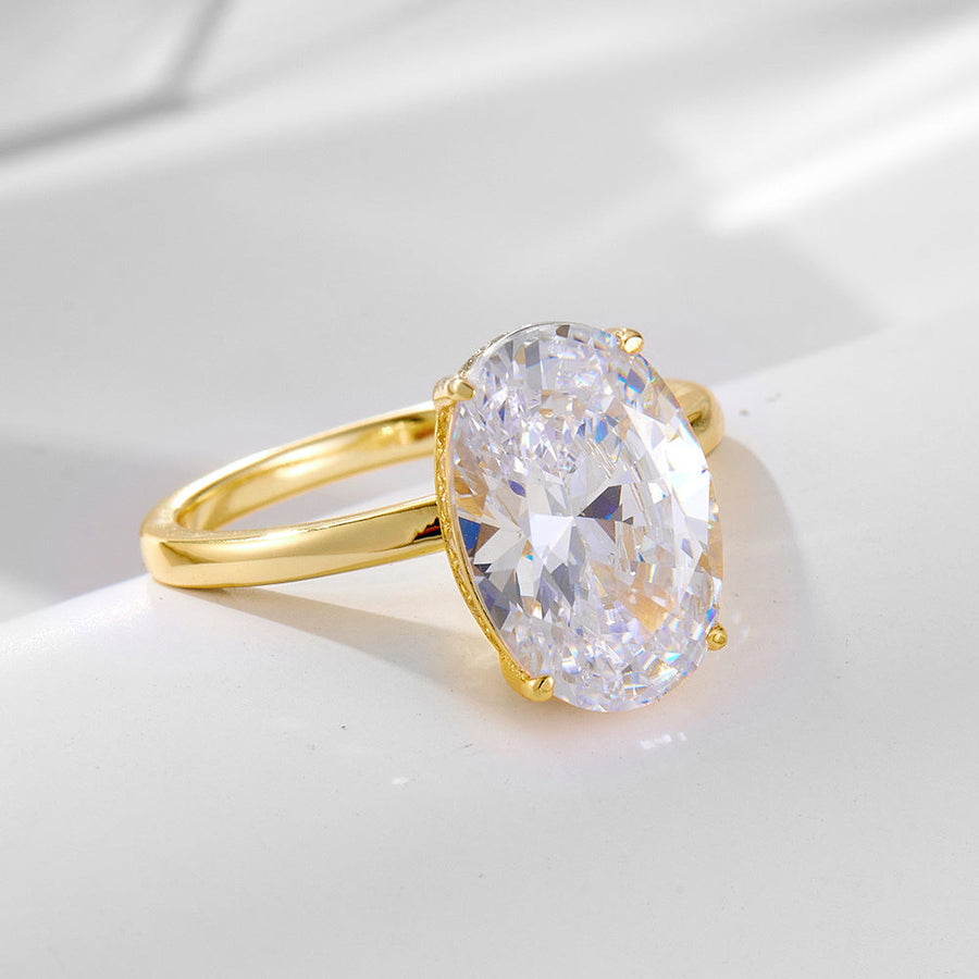 Sale | 2pcs Solitaire Oval Cut Gold Stone Bridal Set Rings in Sterling Silver shineofdiamond