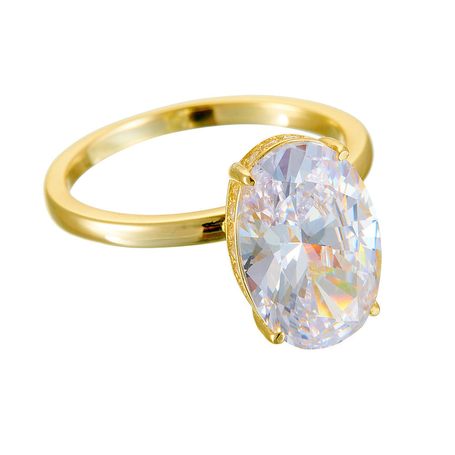 Sale | 2pcs Solitaire Oval Cut Gold Stone Bridal Set Rings in Sterling Silver shineofdiamond
