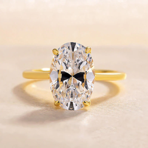 2PCS Golden Tone Oval Cut Plain Band Bridal Set shineofdiamond