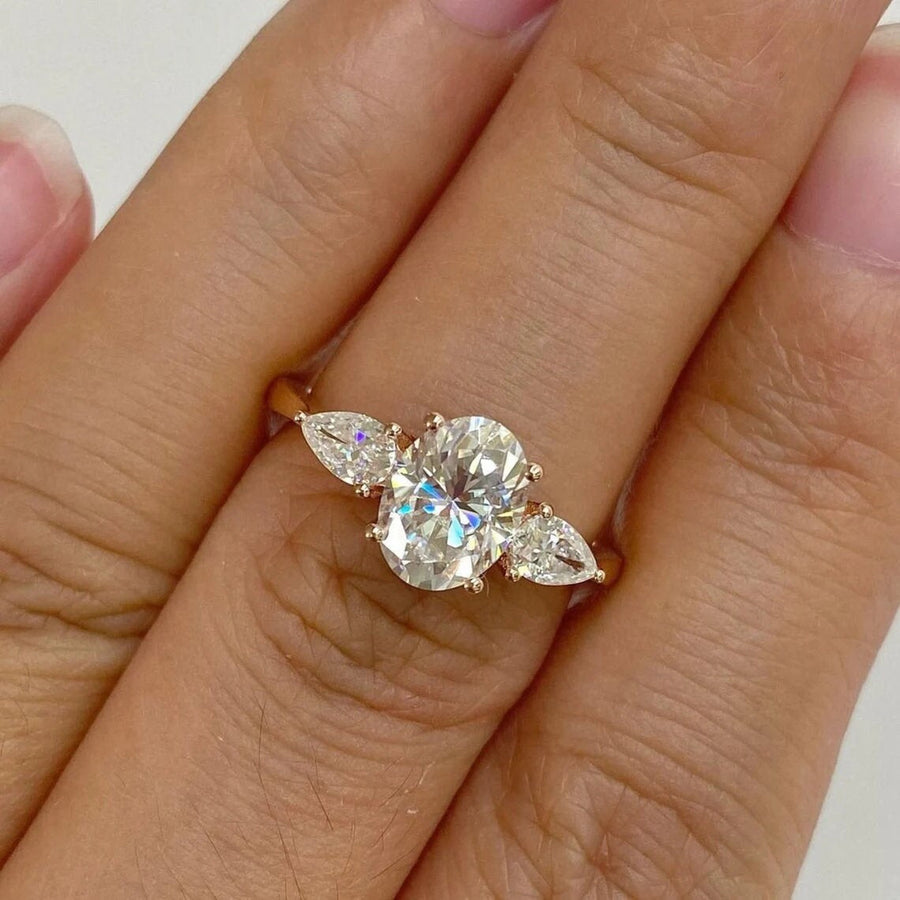 3 CT Oval Cut Three Stone Engagement Ring Shineofdiamond