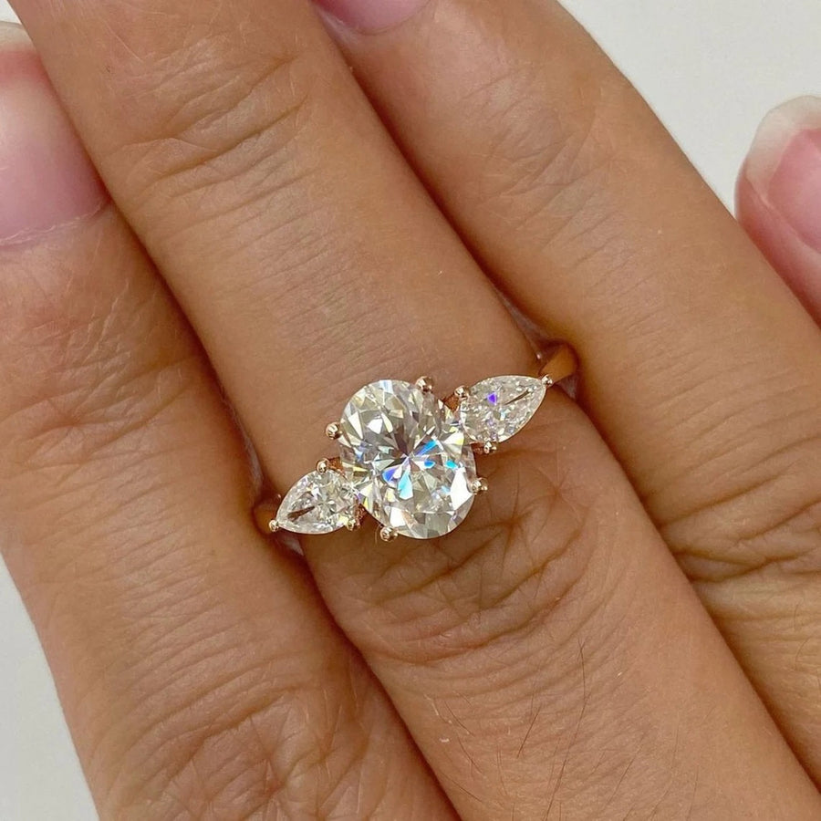 3 CT Oval Cut Three Stone Engagement Ring Shineofdiamond