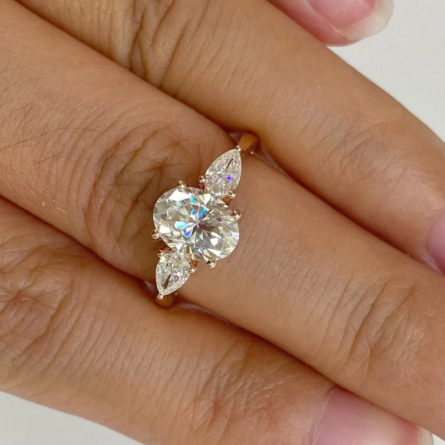 3 CT Oval Cut Three Stone Engagement Ring Shineofdiamond