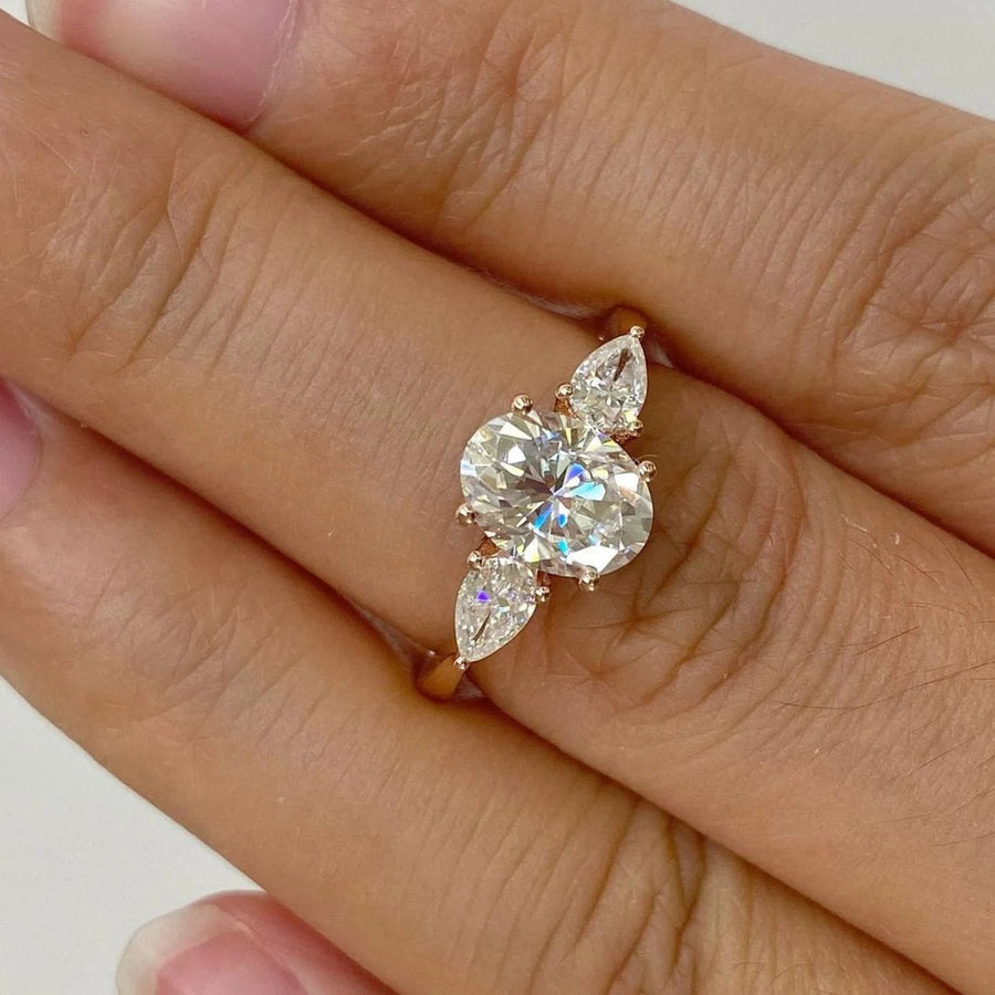 3 CT Oval Cut Three Stone Engagement Ring Shineofdiamond