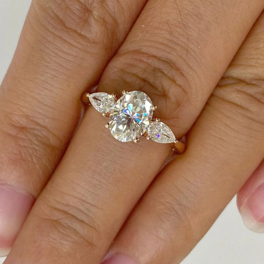 3 CT Oval Cut Three Stone Engagement Ring Shineofdiamond