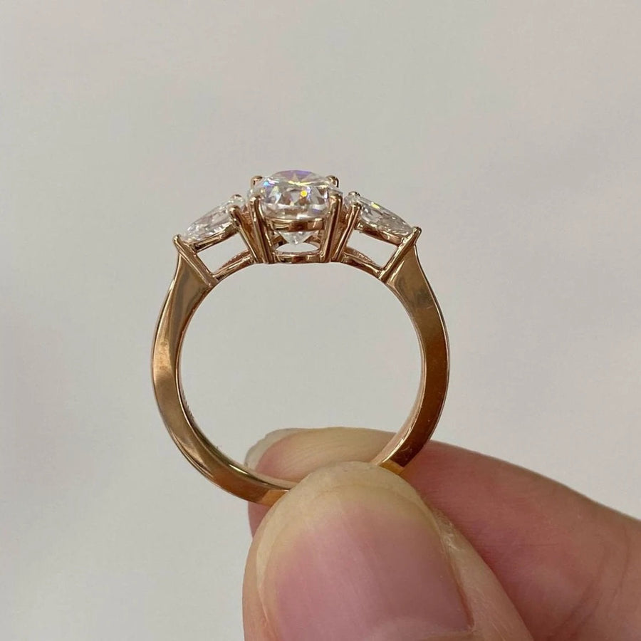 3 CT Oval Cut Three Stone Engagement Ring Shineofdiamond